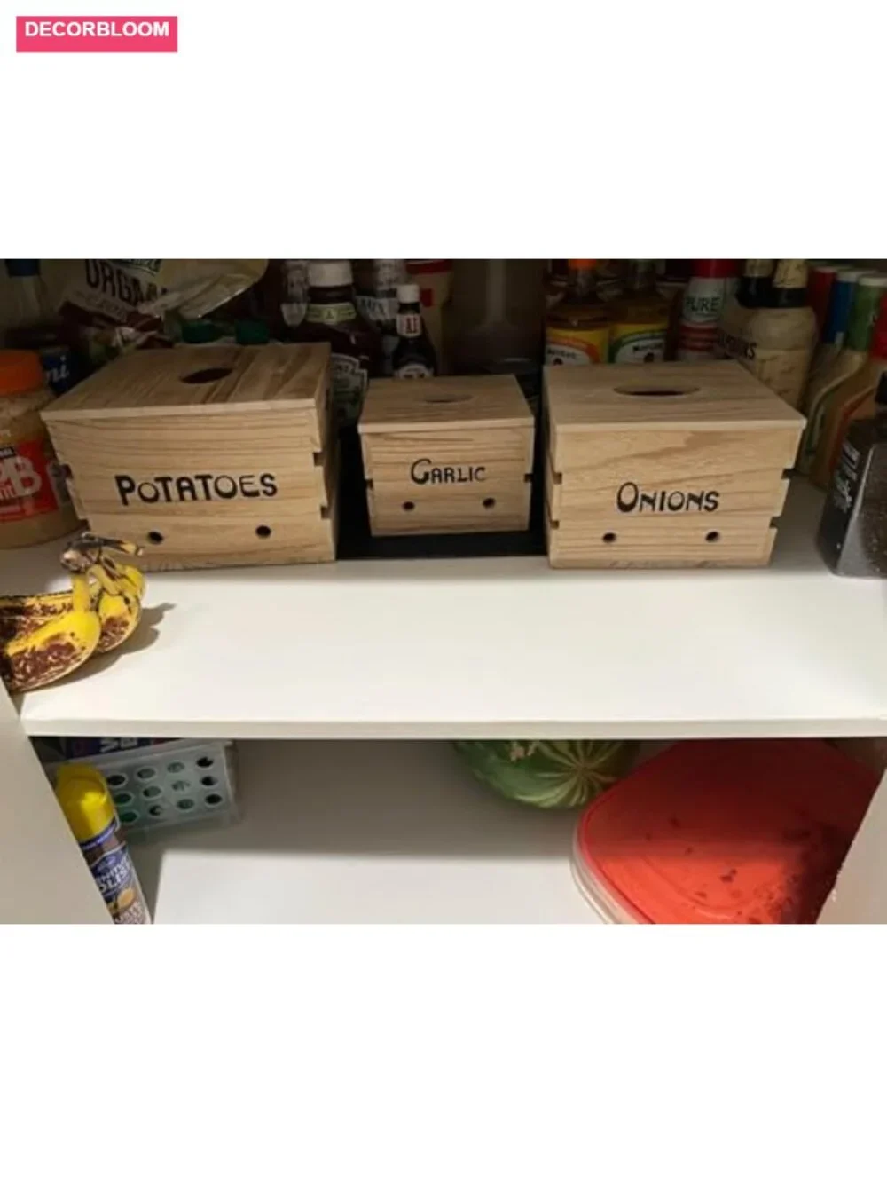 Wooden Vegetable Storage Bins Set with Lids and Ventilation Holes